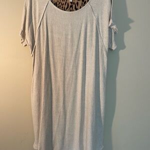 Umgee Light Beige Short Sleeve mid length dress